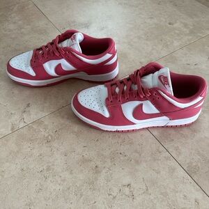 Nike Pink and White Low-Top Sneakers